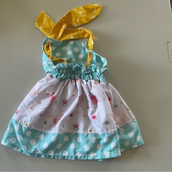 Boutique toddler outfit two piece set chicken pattern with baby bling bow size S - Picture 10 of 10